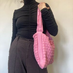 Upcycled Pink Textured quilted Shoulder Bag